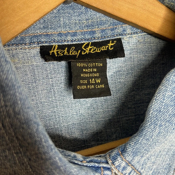 ASHLEY STEWART Vintage Cotton Grommet Trim Collard Sleeveless Button Up Blouse - Picture 10 of 11